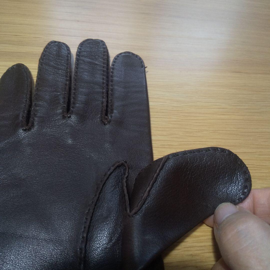 エルメス ダークブラウン レザー手袋 7½ 説明必読願います
