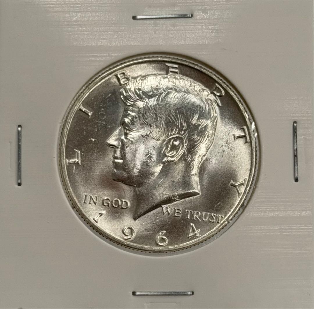 1964年ケネディ50セント銀貨（ミントマークＤ）ハイグレード