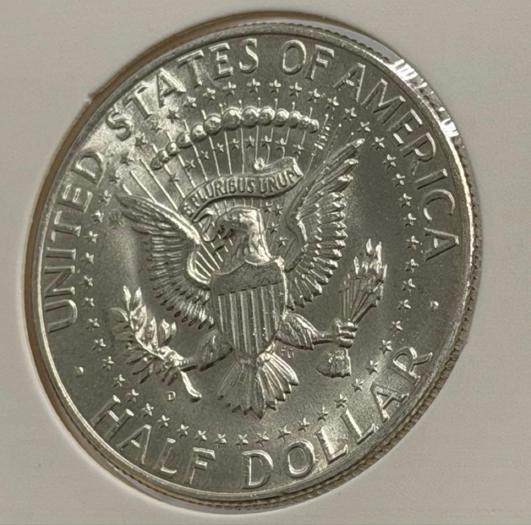 1964年ケネディ50セント銀貨（ミントマークＤ）ハイグレード