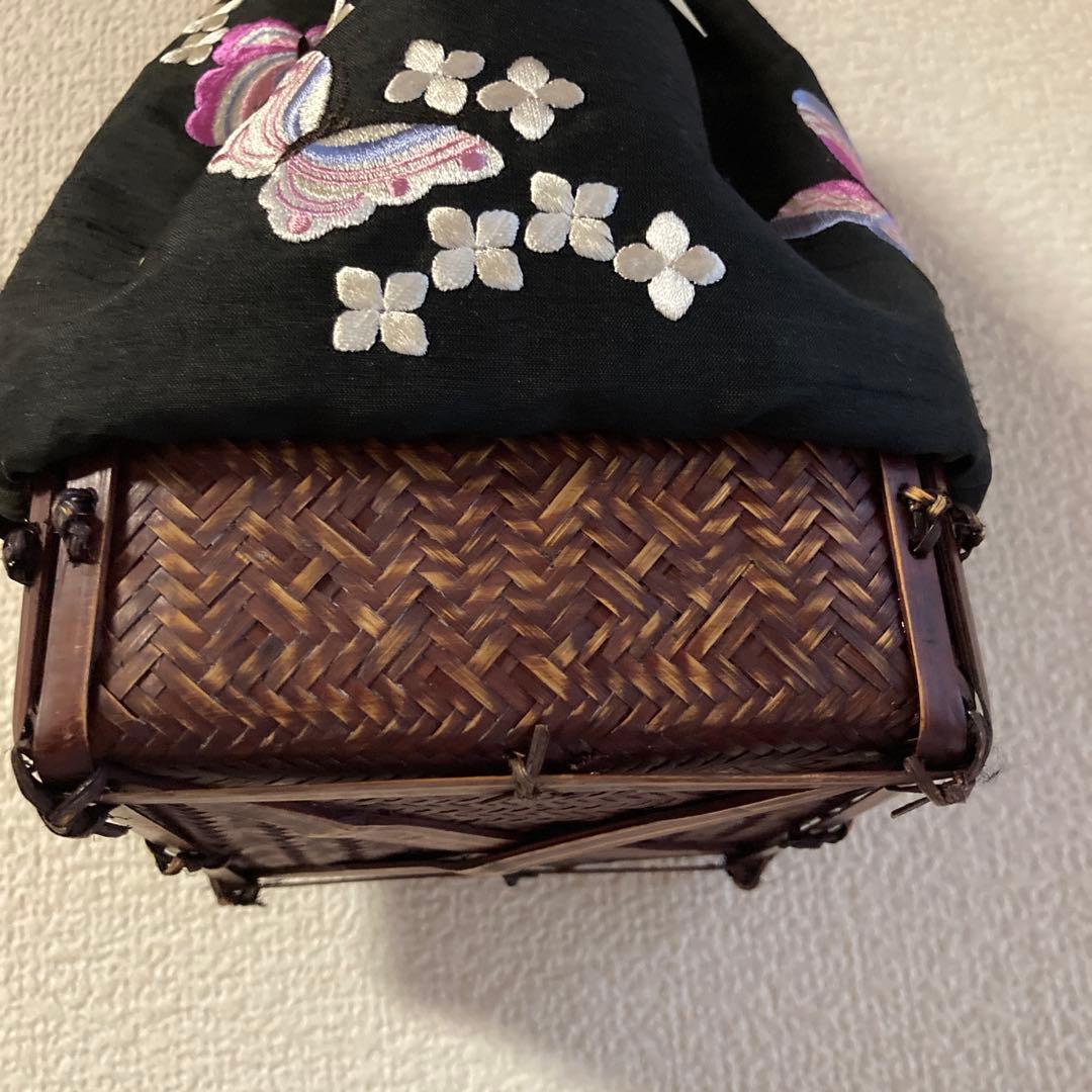 KEITA MARUYAMA 和装用バッグ 黒 蝶と花の刺繍