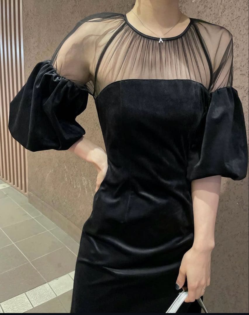 スーツ・フォーマル・ドレス SOUFFLE SLEEVE VELOUR DRESS