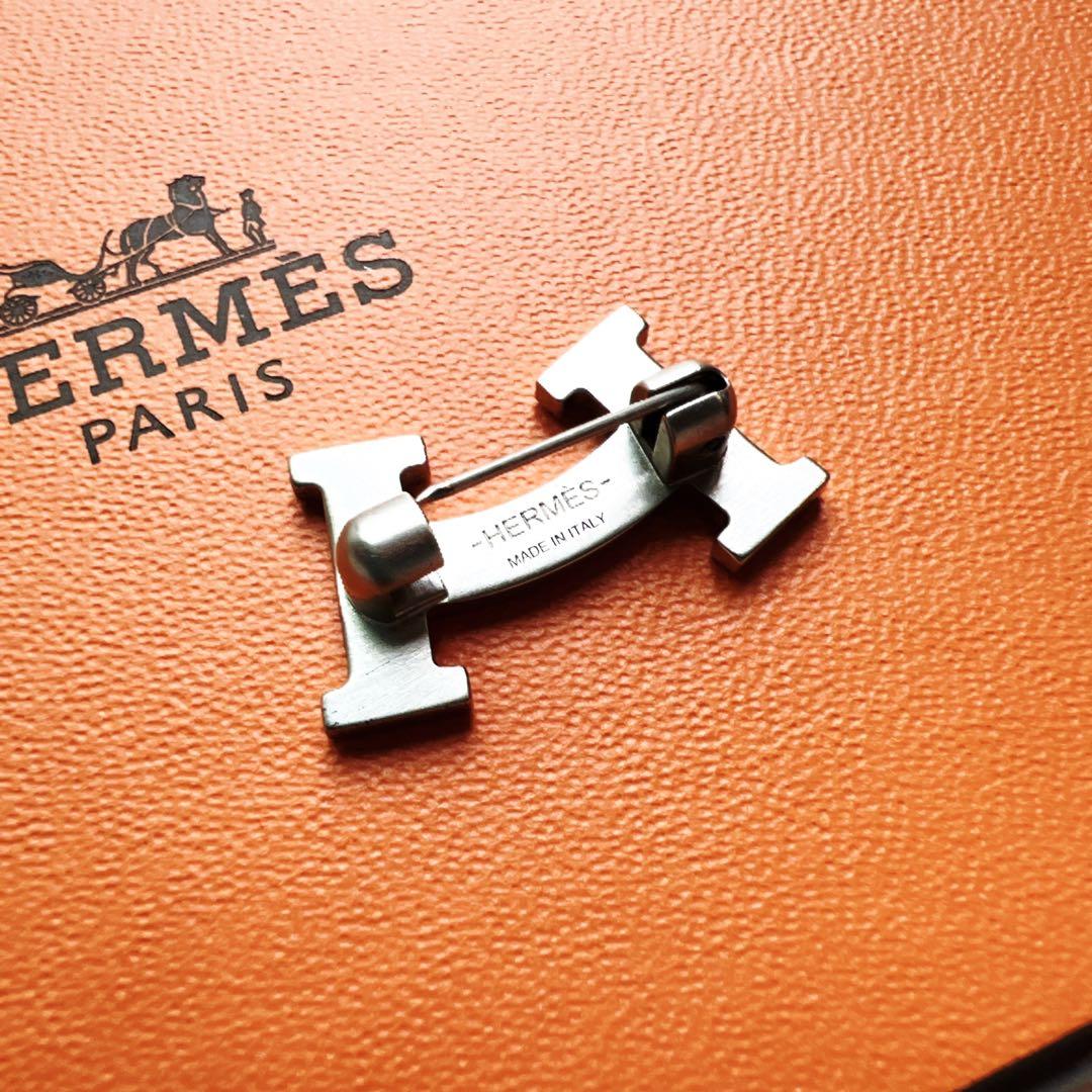 美品　HERMES エルメス　希少　Hスマイル　ブローチ　シルバー