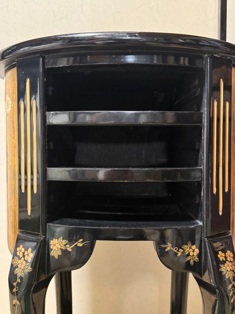 アンティーク　高級金箔家具 中国伝統家具 半円 電話台 コンソールテーブル