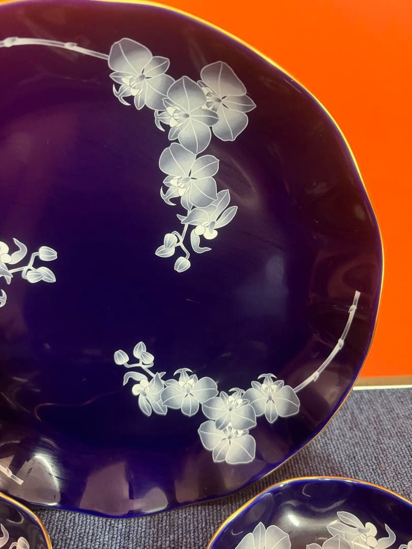 1773 香蘭社　胡蝶蘭　皿　5客　1大4小