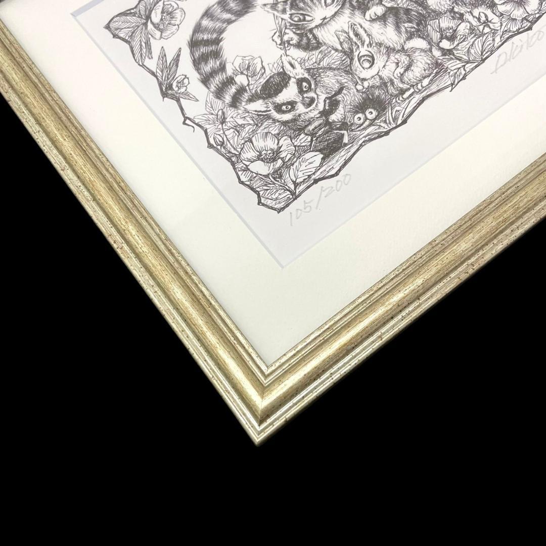 美品　ダヤン　池田あきこ　105/200　額入り　サイン入り　絵画
