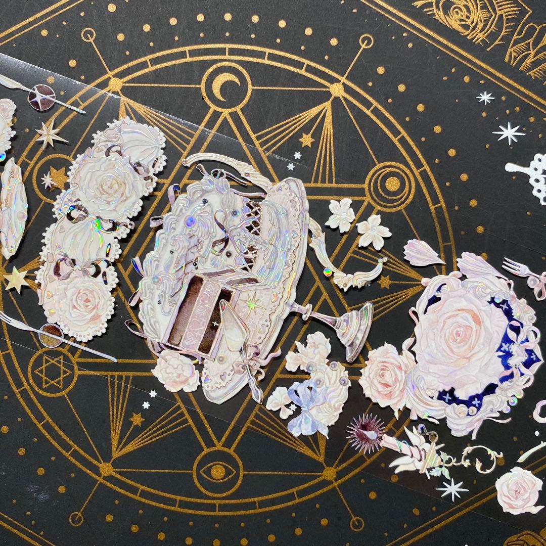 【9259】海外　マステ　中古巻　貝殻光マスキングテープ　お花　装飾系