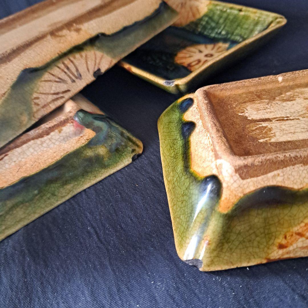 「\"キズあっても織部\"人気の長皿！」 織部焼き長皿(幅20cm) 4客セット 骨