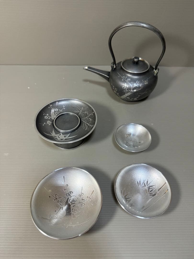 2253 錫製 屠蘇器　本錫　松竹梅