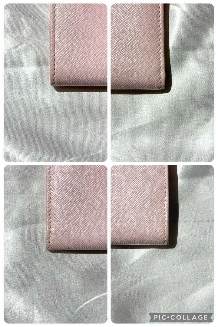 極美品/現行✨プラダ 折り財布 三角ロゴ サフィアーノレザー ピンク