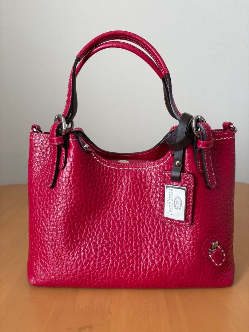 PELLE BORSA ペレボルサ 本革 ハンドバッグ 赤 美品 通勤 お出かけ