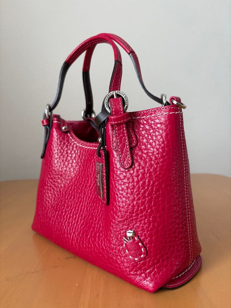 PELLE BORSA ペレボルサ 本革 ハンドバッグ 赤 美品 通勤 お出かけ