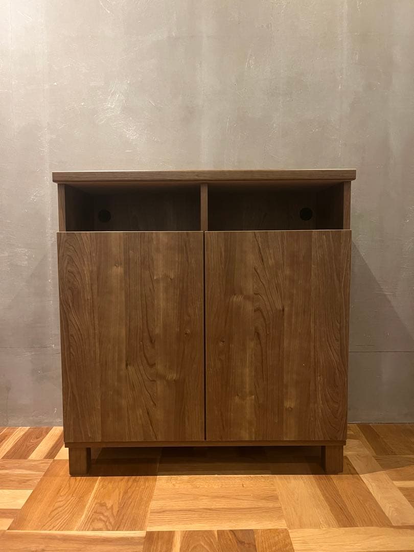 木目調キャビネット　棚　幅74