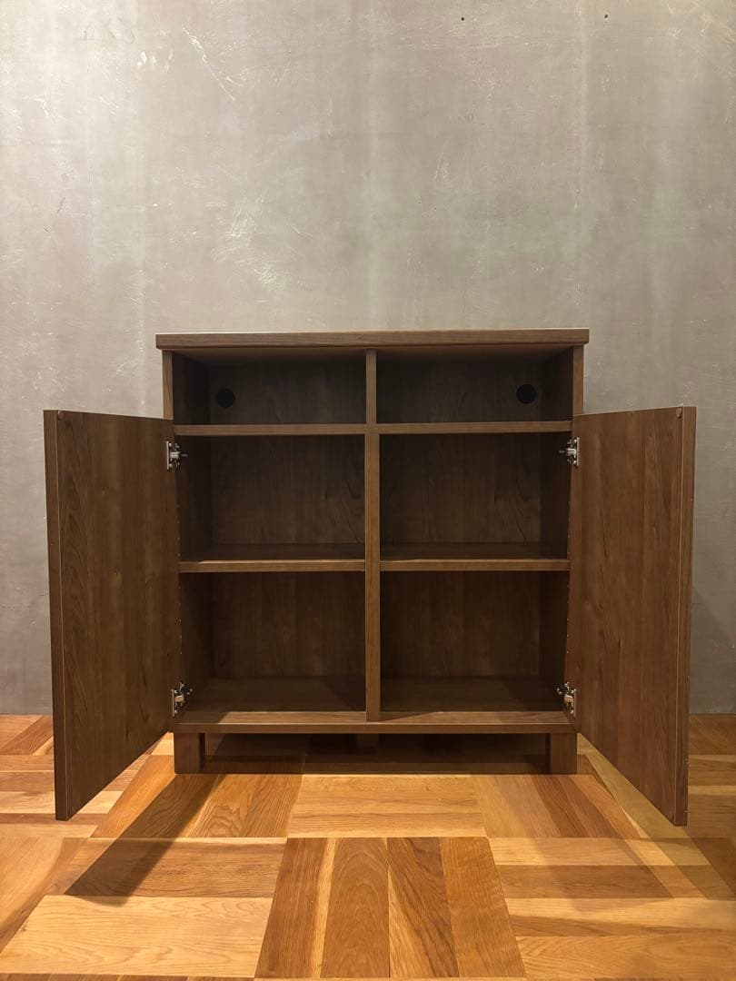 木目調キャビネット　棚　幅74