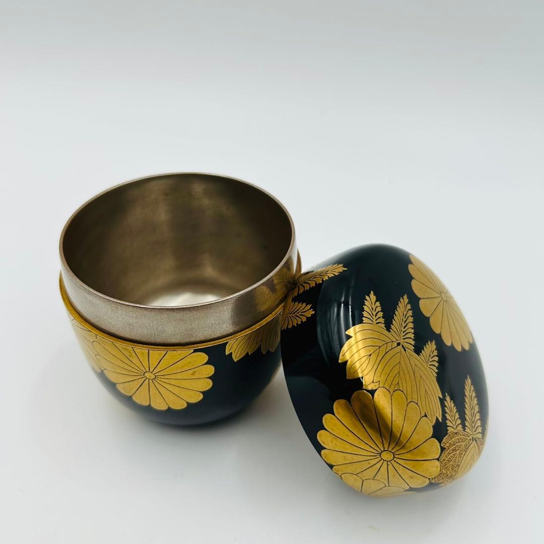 【和田瑾斎　鵬雲斎大宗匠書付　菊桐蒔絵　大棗】茶道具　漆器　骨董　共箱　二重箱