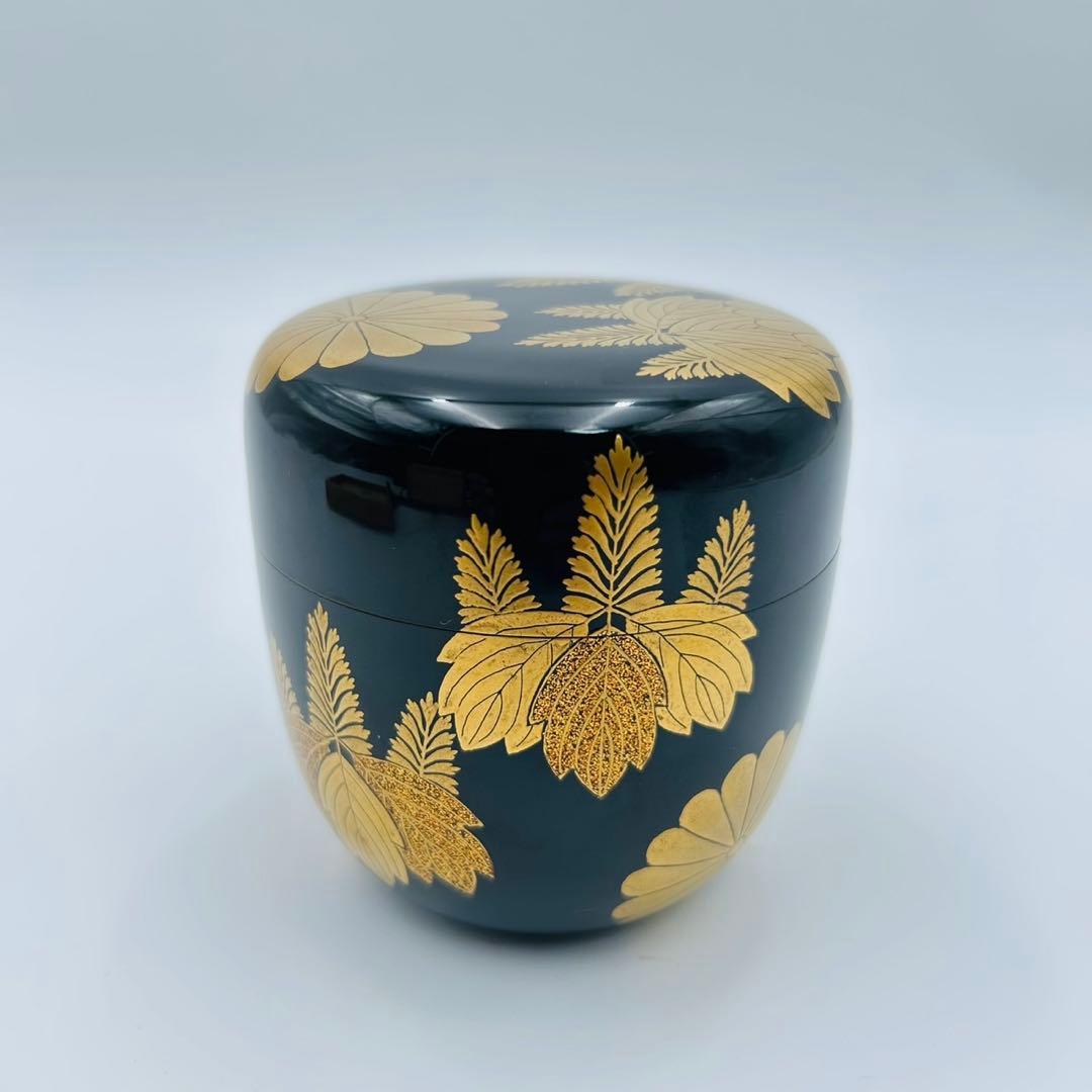 【和田瑾斎　鵬雲斎大宗匠書付　菊桐蒔絵　大棗】茶道具　漆器　骨董　共箱　二重箱