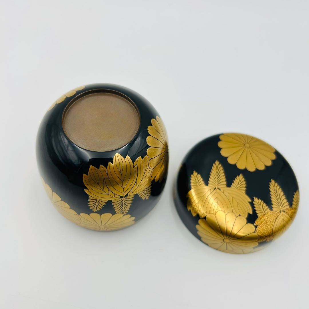 【和田瑾斎　鵬雲斎大宗匠書付　菊桐蒔絵　大棗】茶道具　漆器　骨董　共箱　二重箱