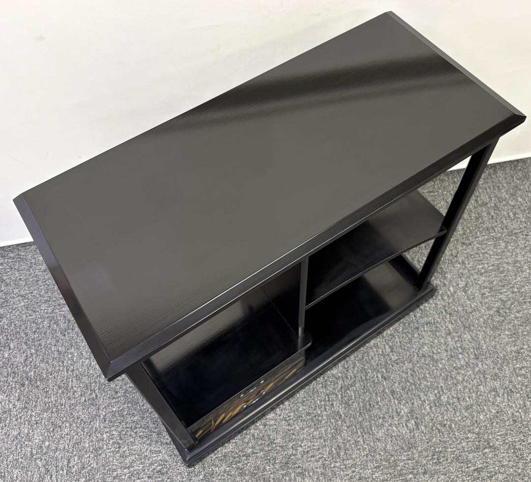 美品 森繁 モリシゲ MORISHIGE 香川漆器 黒漆塗 高級 茶棚 伝統工芸