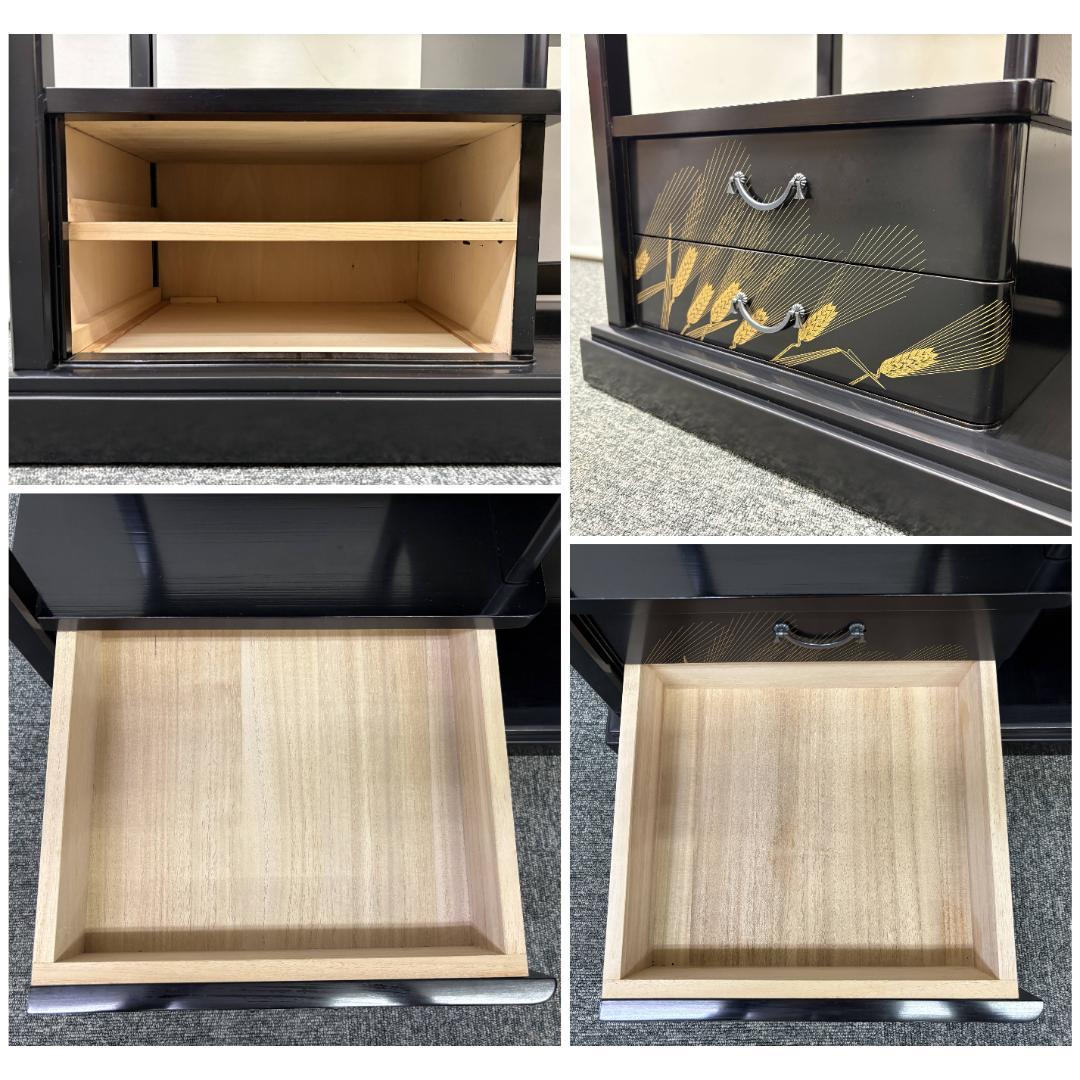 美品 森繁 モリシゲ MORISHIGE 香川漆器 黒漆塗 高級 茶棚 伝統工芸