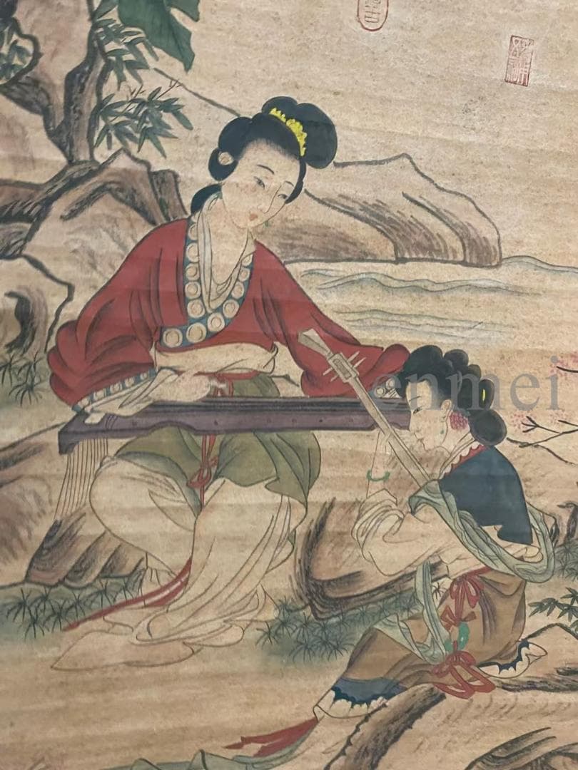 中国古美術・旧藏・南宋風・夏圭款・人物図・手描き中堂画・掛軸・宣紙・書画・骨董