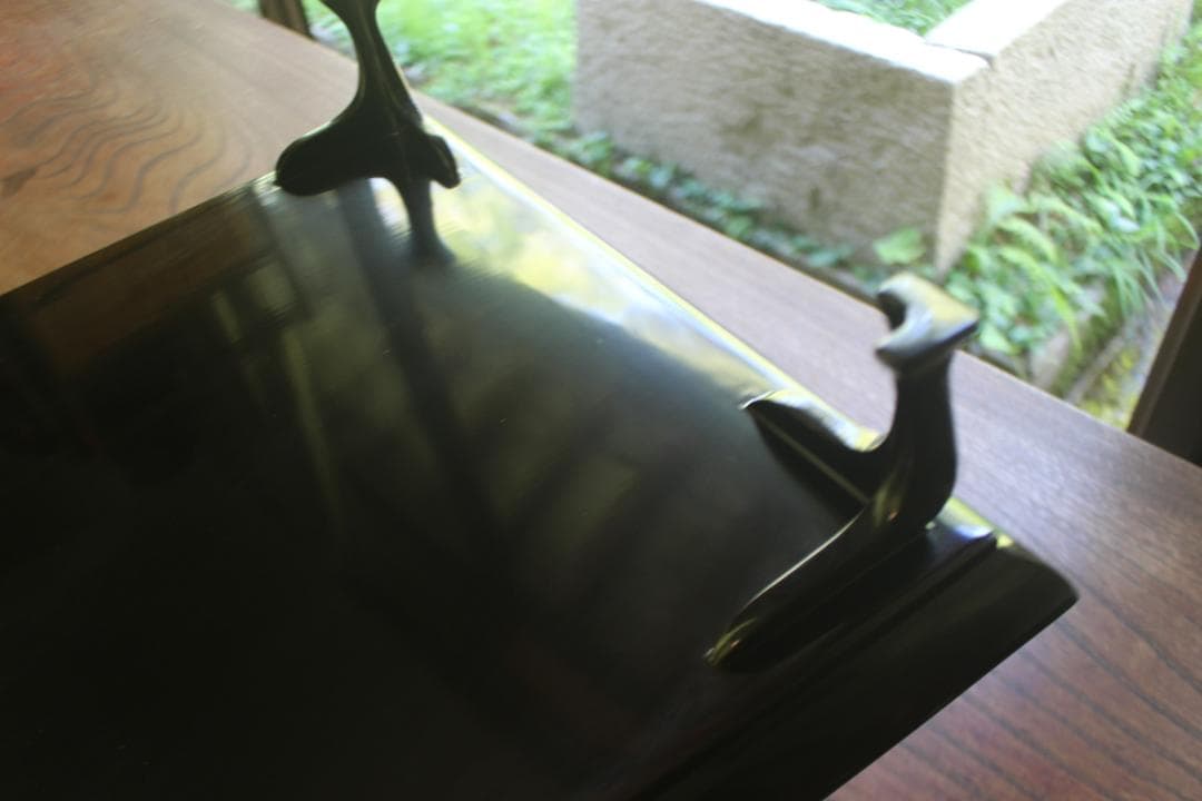 デッドストック！前大峰作！極上沈黒草文の脚付四方膳3点（検輪島塗お膳お盆茶道具