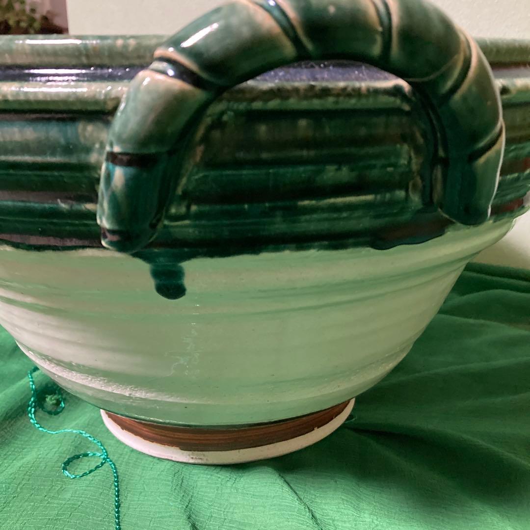 織部両手鉢　水盤　御手水　つくばい