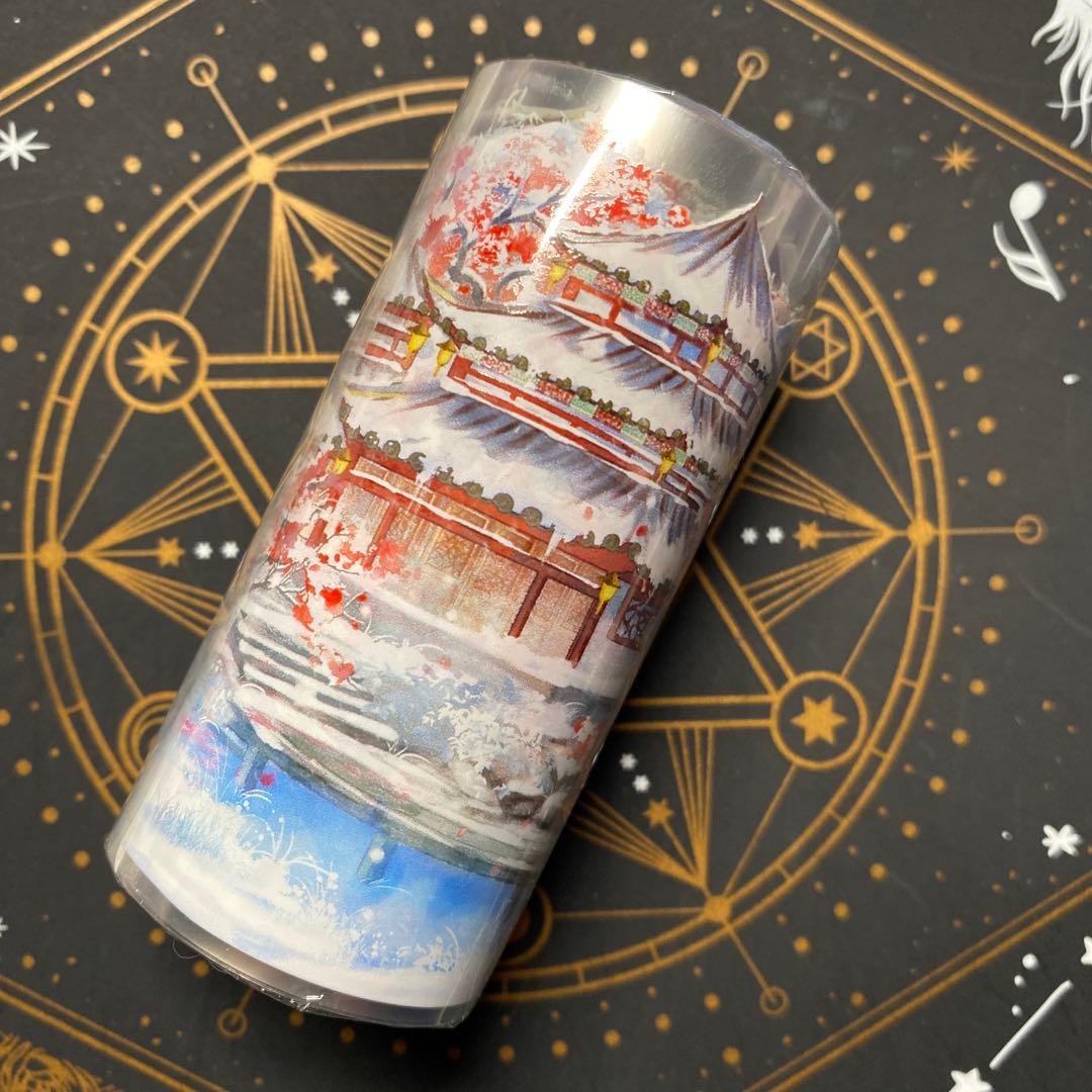 【9394】海外　マステ　5m巻　PETマスキングテープ　梅　雪景色　古風背景系