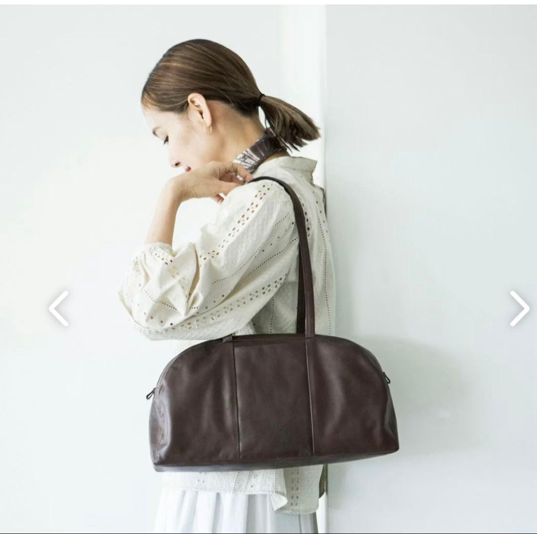 北欧、暮らしの道具店　一田憲子さんとつくった　ラウンドレザーバッグ　ブラウン