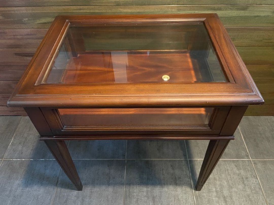 直接引取歓迎 超美品■面取ガラス硝子 コレクションテーブル/ショーケーステーブル