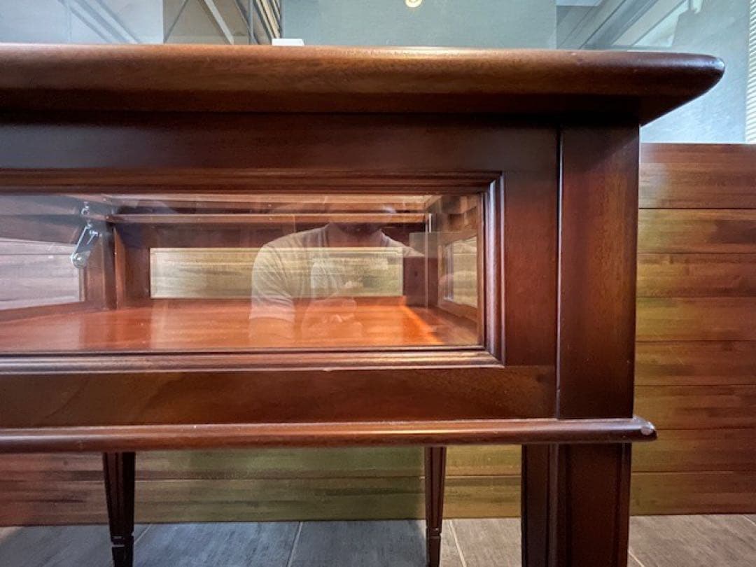 直接引取歓迎 超美品■面取ガラス硝子 コレクションテーブル/ショーケーステーブル