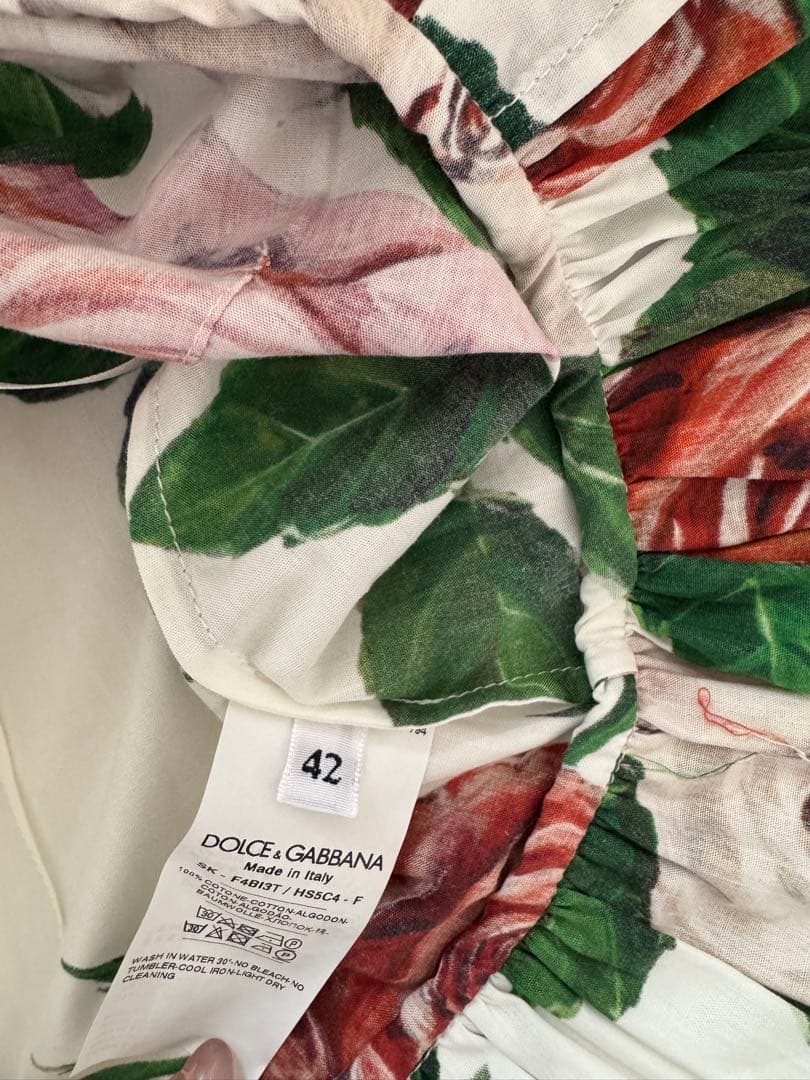 ドルチェ＆ガッバーナ　フレアスカート ひざ丈　薔薇　42