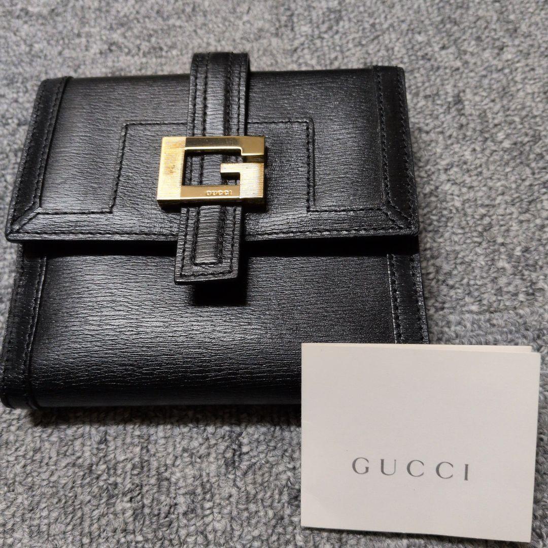 未使用　GUCCI ブラック レザー 二つ折り財布