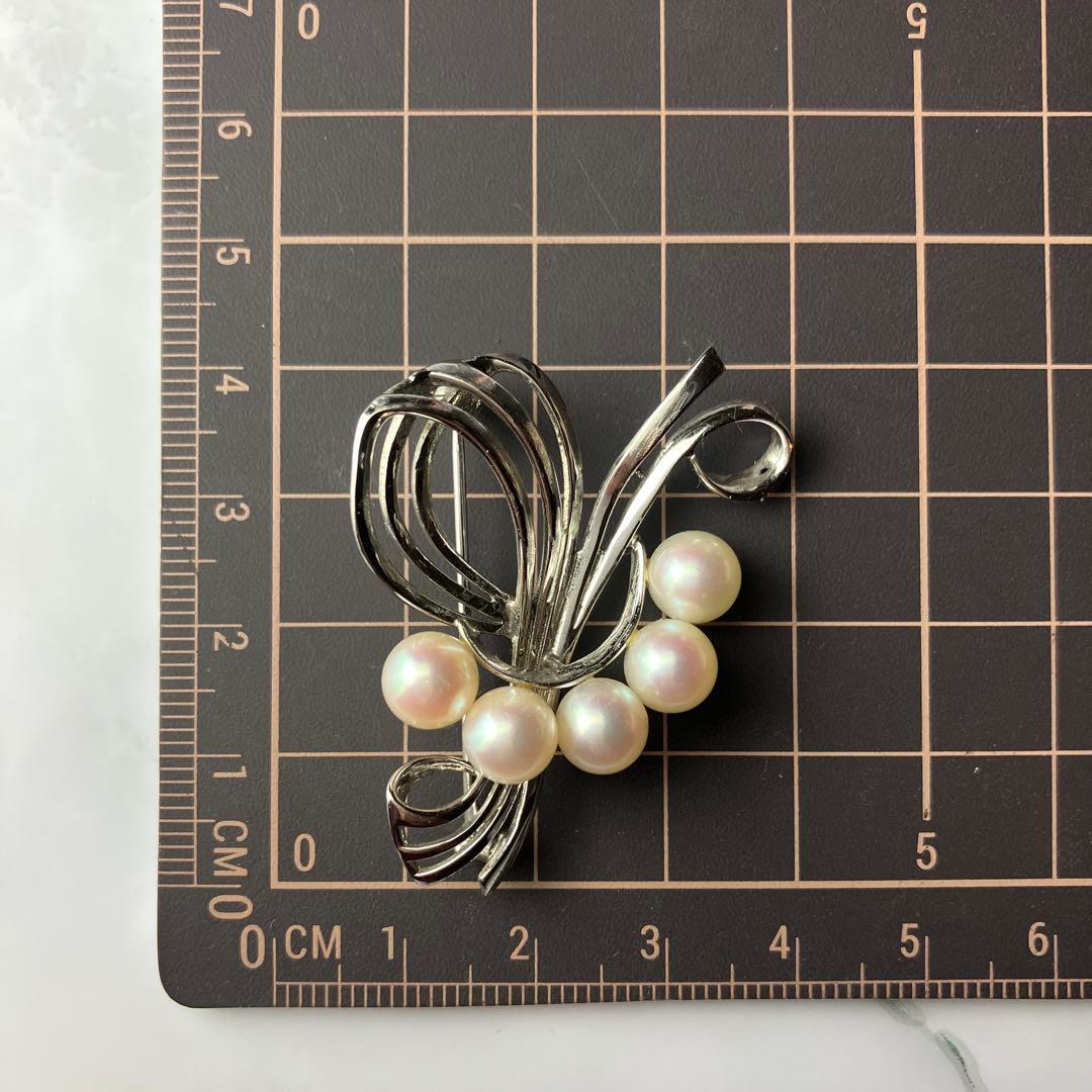 ミキモト あこや 本真珠 パール 5粒 ブローチ