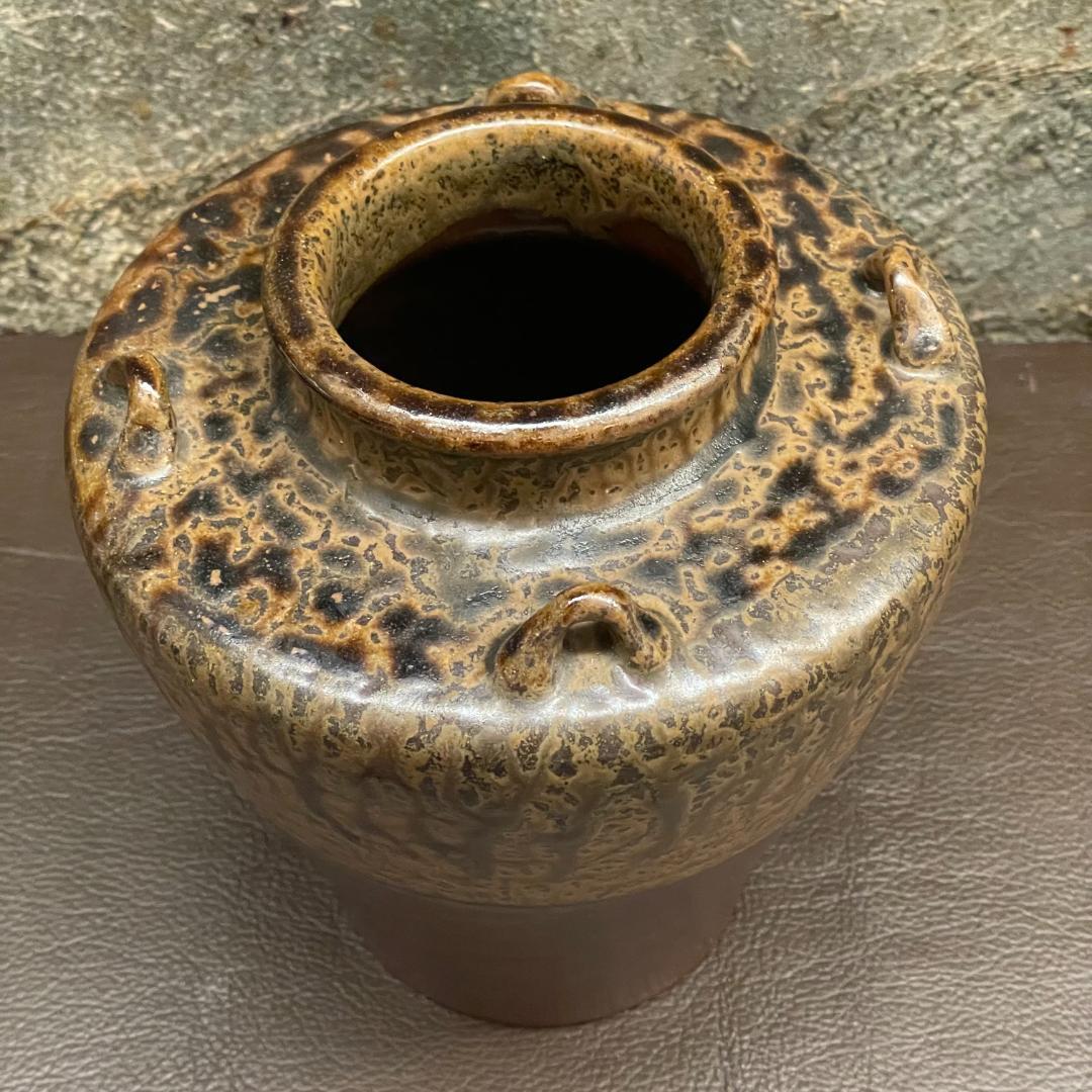 丹波焼 大上昇 立杭 時代物 花瓶 四耳壺 華道具 花器 飾り壺 在銘 古玩