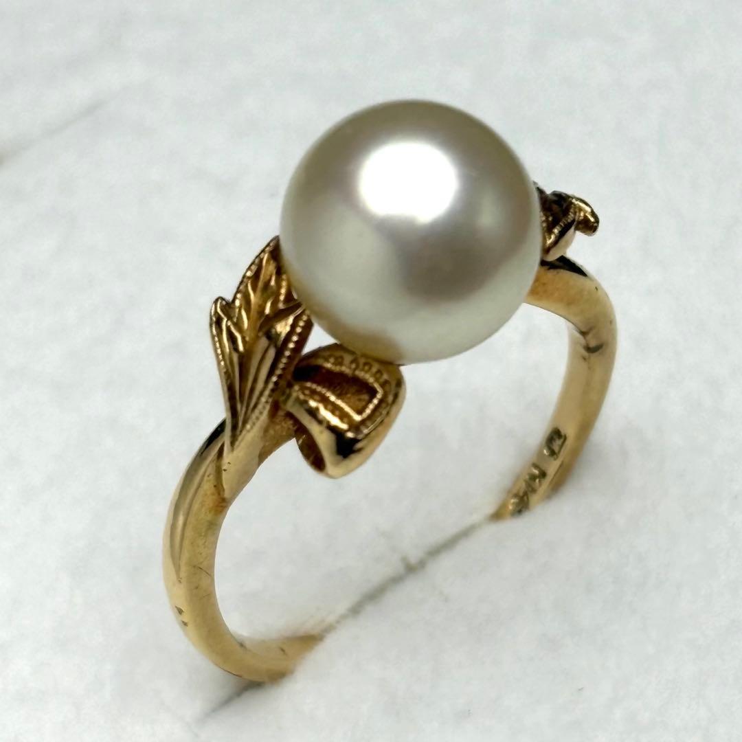 K14 MIKIMOTO アコヤ パールリング 8.6ｍｍ　付属品完備