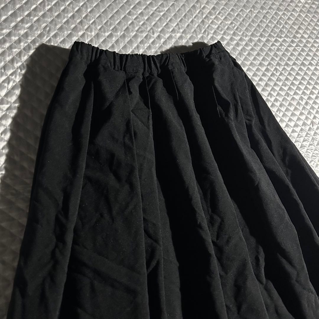 AD2016 archive ポリ縮ボリュームフレアスカート 黒 縮絨