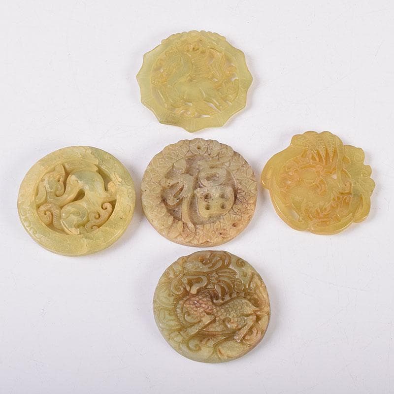 中国　玉石彫刻　玉器　玉珮　根付　11点まとめて　V　R8957