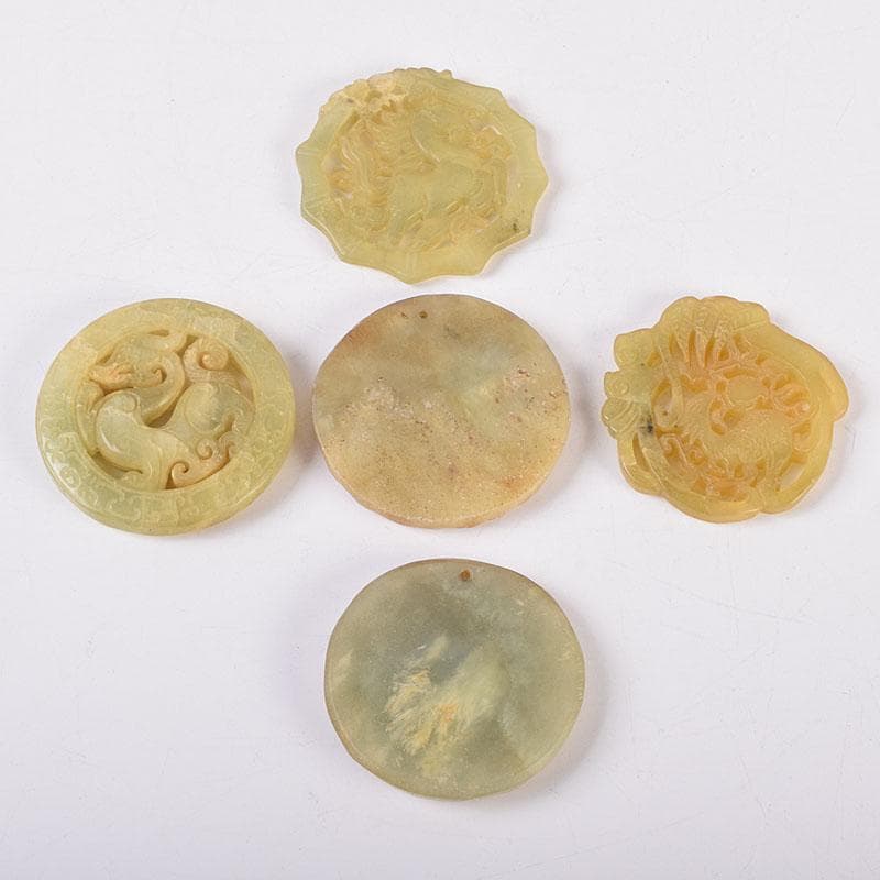 中国　玉石彫刻　玉器　玉珮　根付　11点まとめて　V　R8957