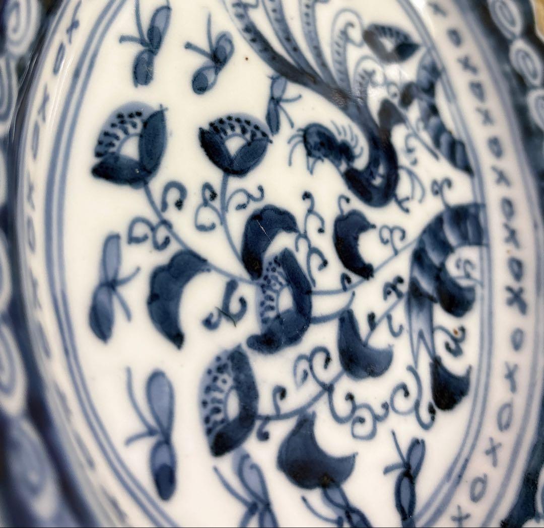 古伊万里楕円皿　花びら縁・北欧風デザイン・銘々皿　5枚セット