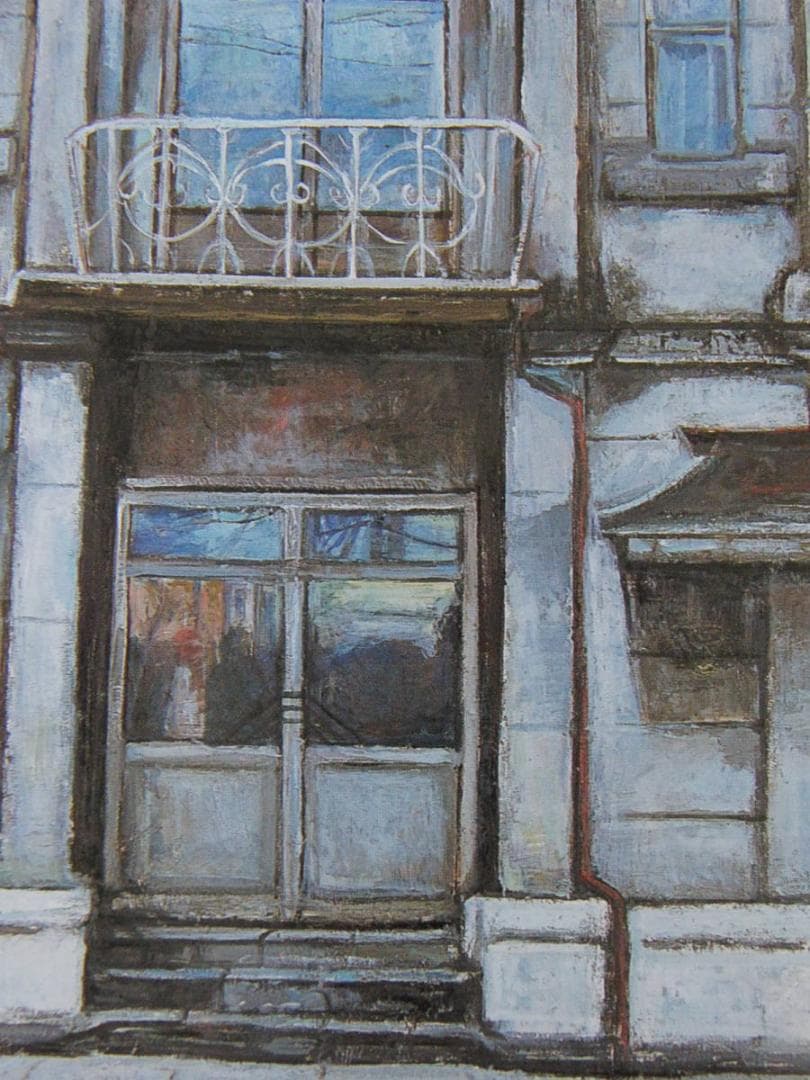 中川澄子、【古い建物】、希少な額装用画集より、新品額装付、状態良好