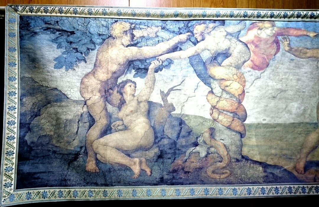 イタリア タペストリー アダムとイブ ミケランジェロ 名画 骨董品 アンティーク