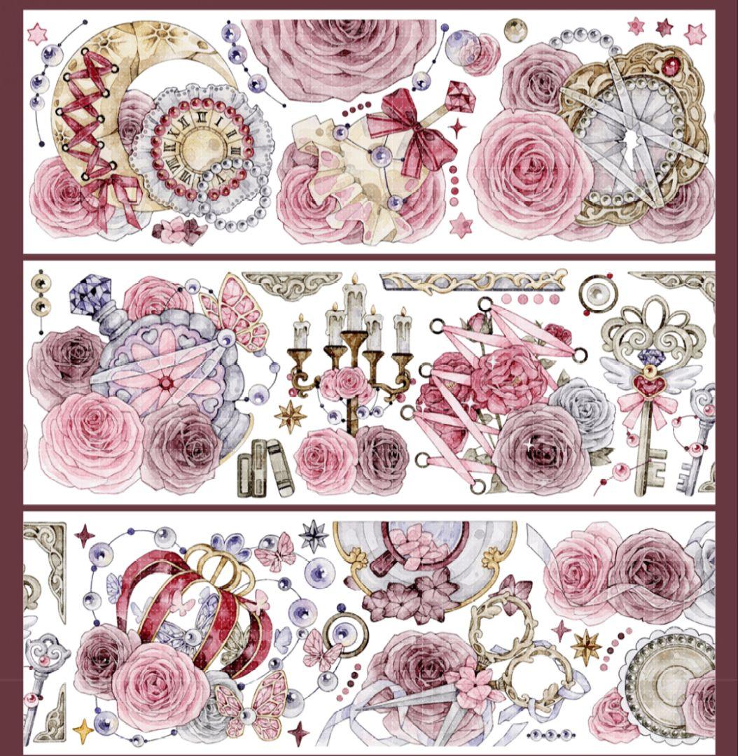 巻売 573★ 海外 マスキングテープ マステ PET 装飾 花 炫彩