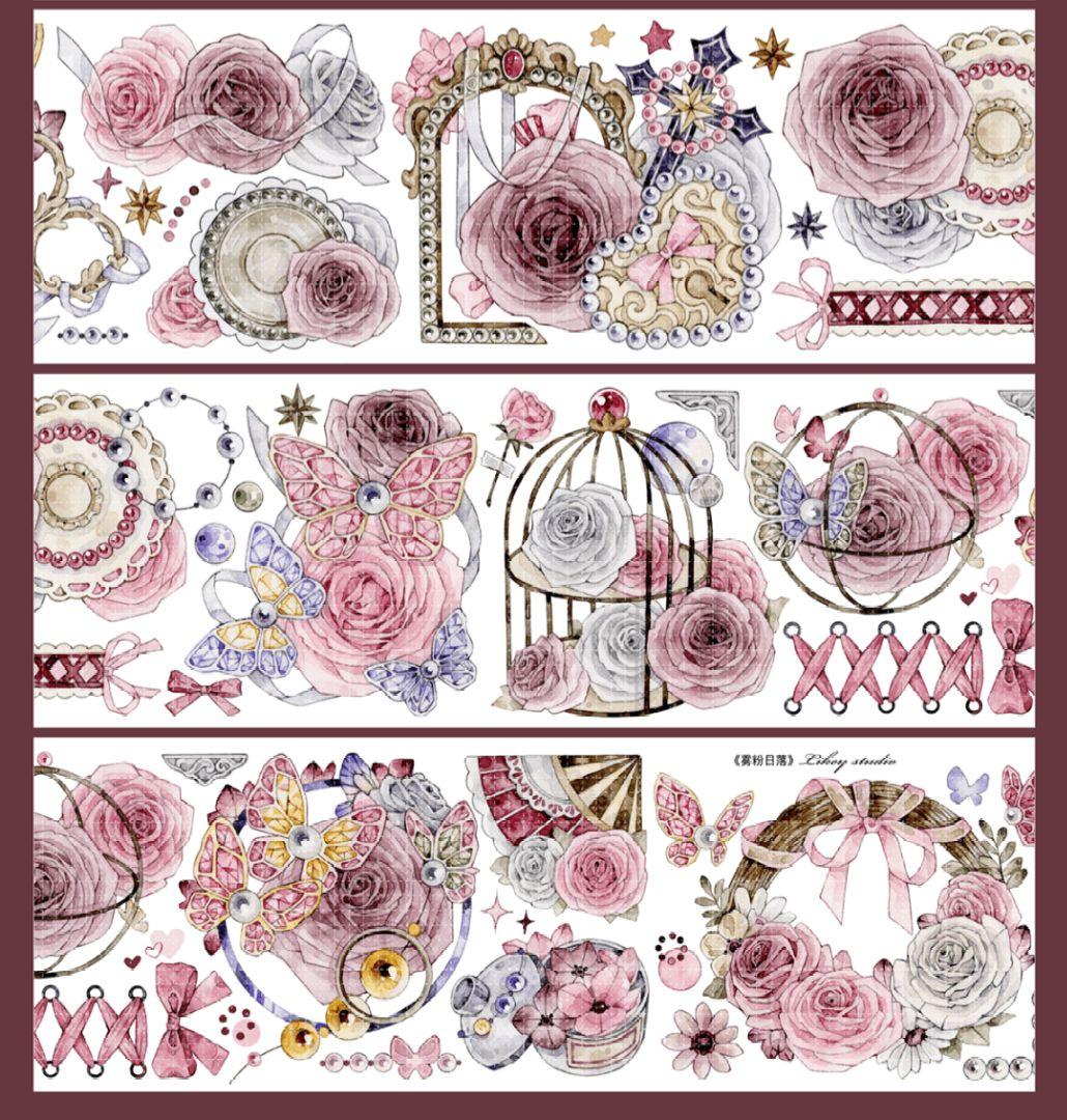 巻売 573★ 海外 マスキングテープ マステ PET 装飾 花 炫彩