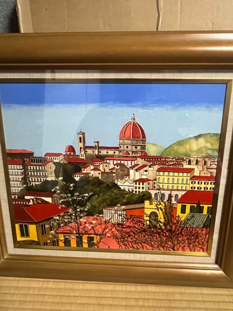 荒木淳一　油彩画　風景画　サイン入り　額装