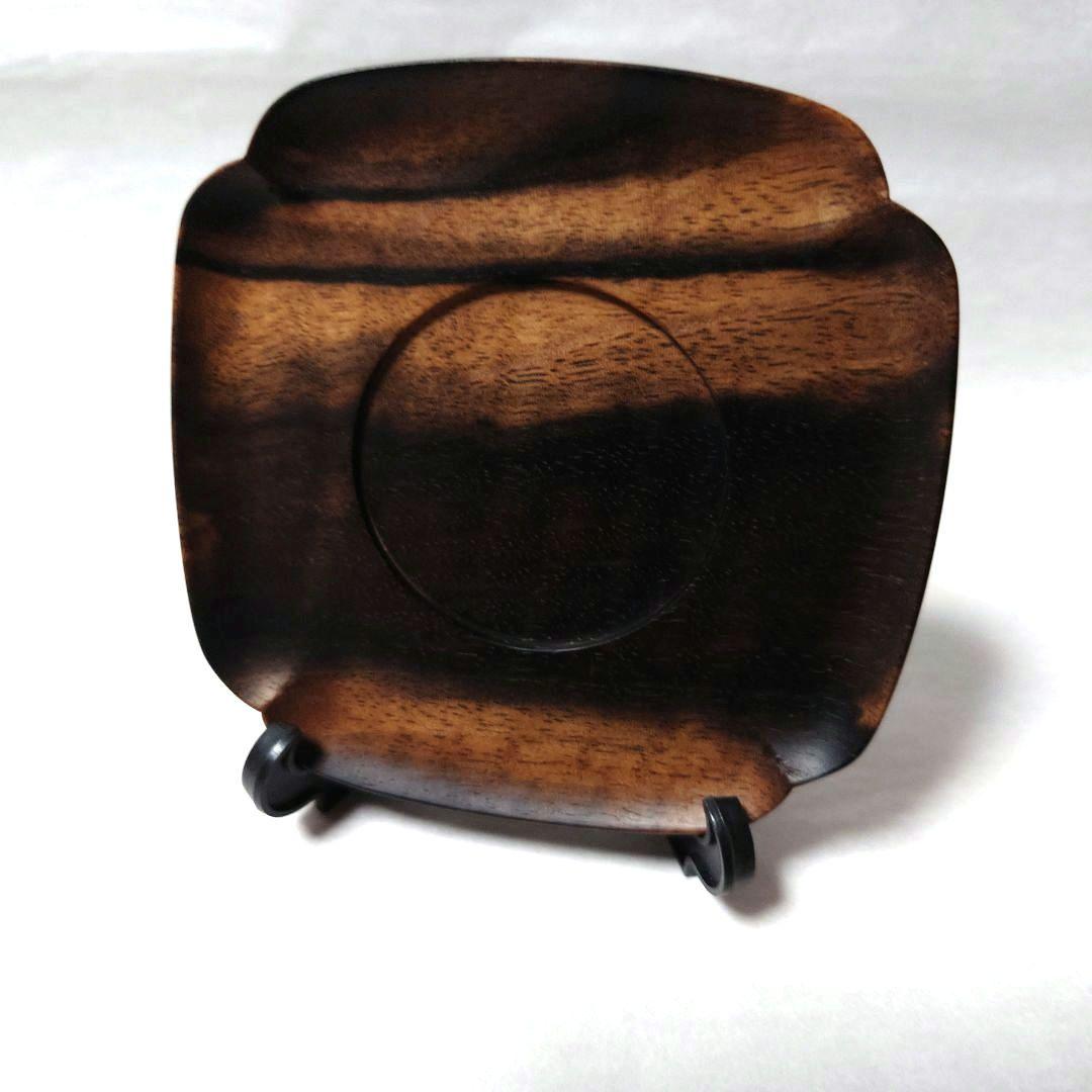 訳あり/黒柿 隅切 茶托 当石作 煎茶道具 5客