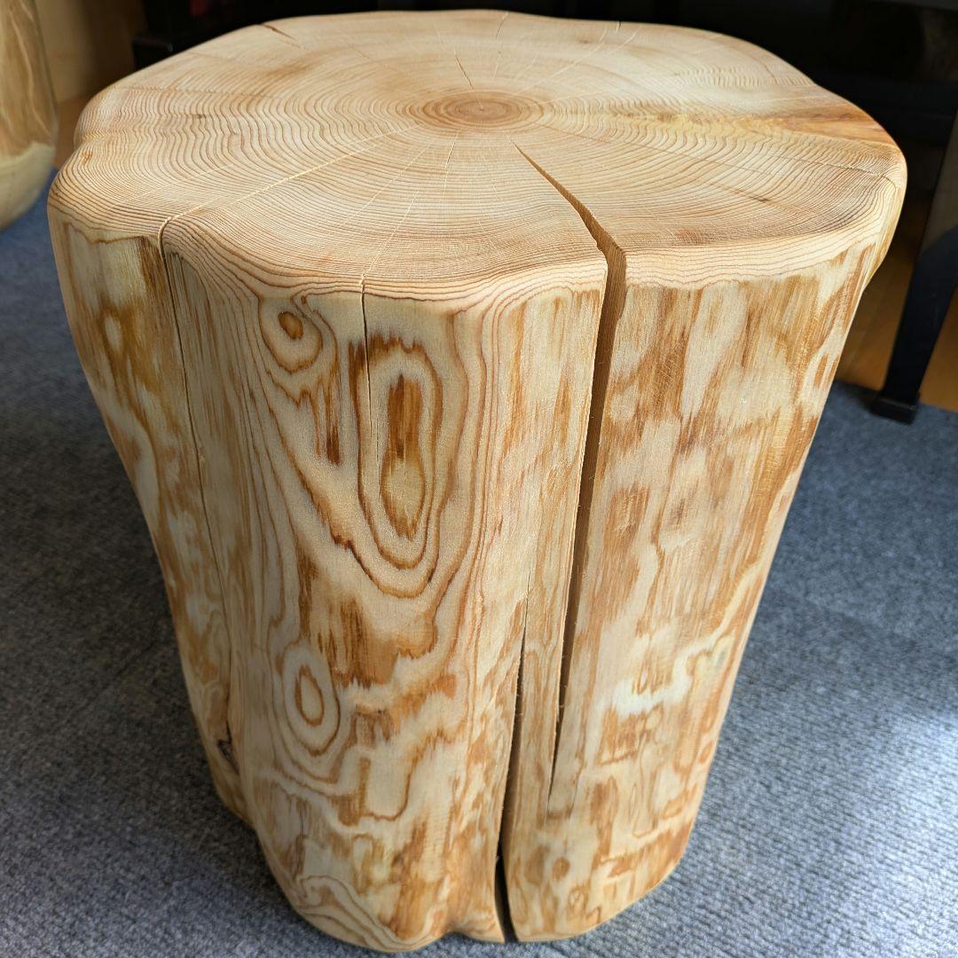 天然ヒバ　切り株　丸太　椅子　スツール　テーブル　高さ約35.5㎝