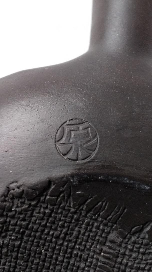 更紗常滑焼 稲葉石水 造 黒泥茶注 黒泥丸型急須 土瓶 共箱 共布 栞新品