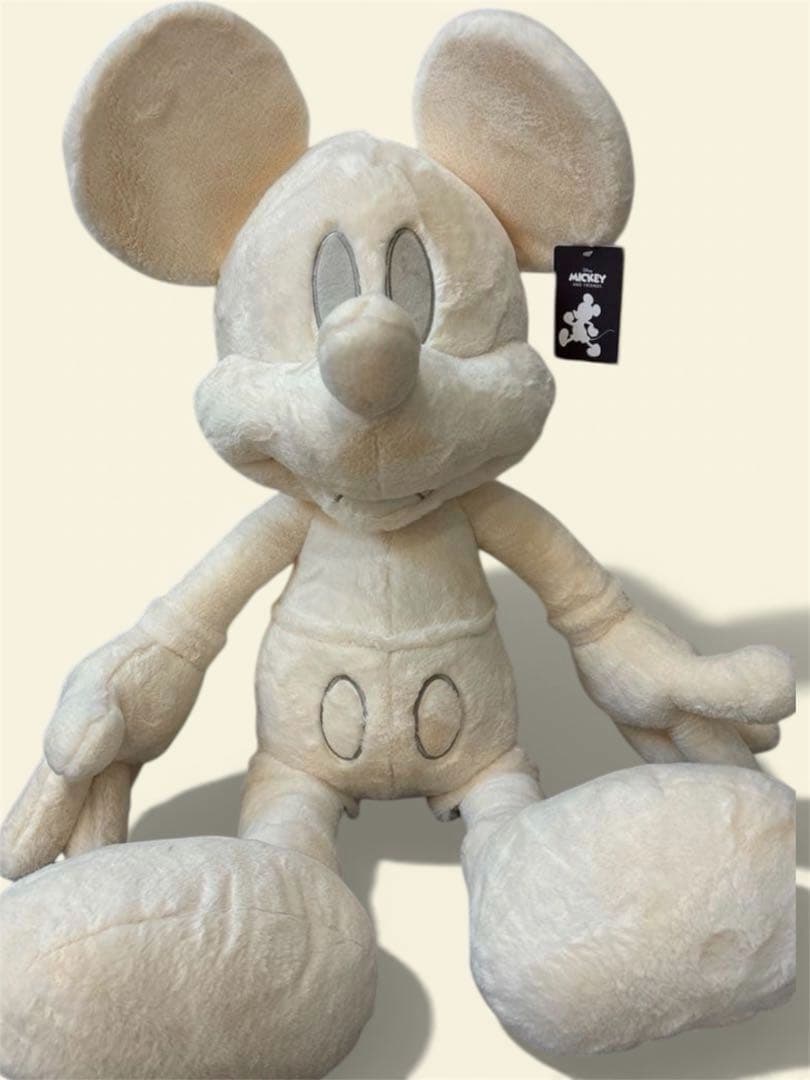 ミッキーマウス 100cmぬいぐるみ 白黒セットブランケット付