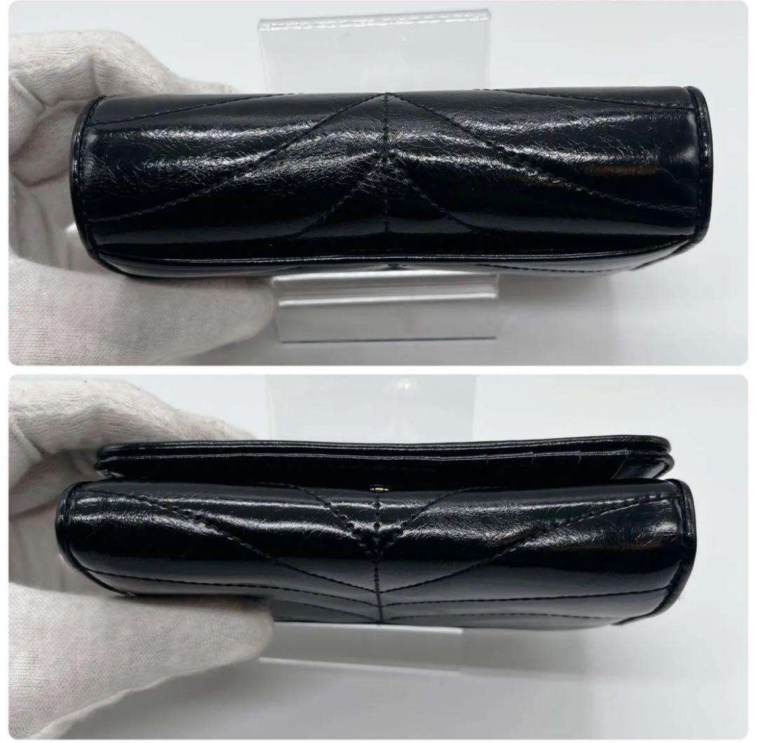 極美品 アナスイ ポワロ キルティング 二つ折り財布 ビジュー ブラック レザー