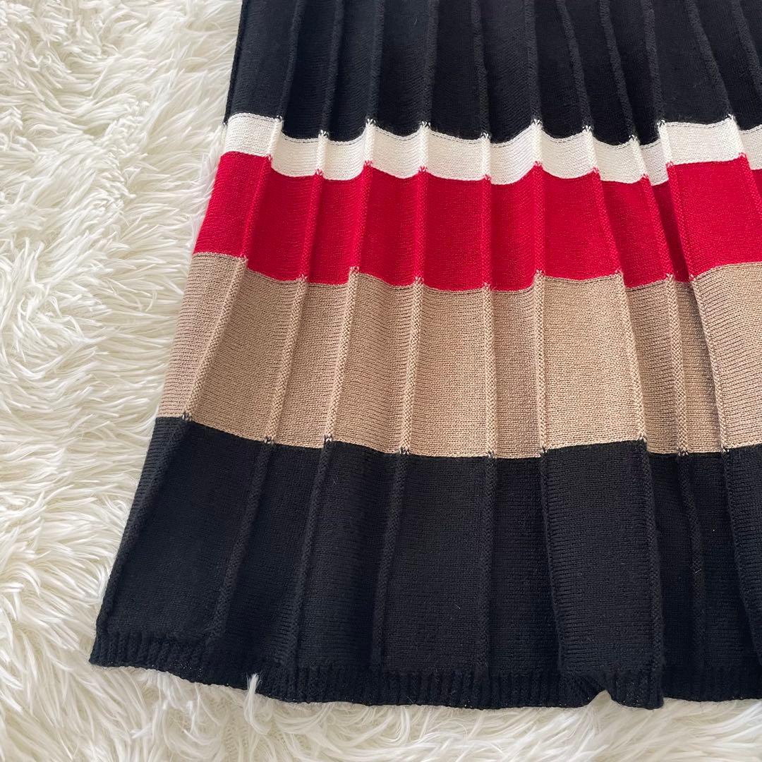 ブルーレーベルクレストブリッジ プリーツ スカート M ニット ボーダー配色