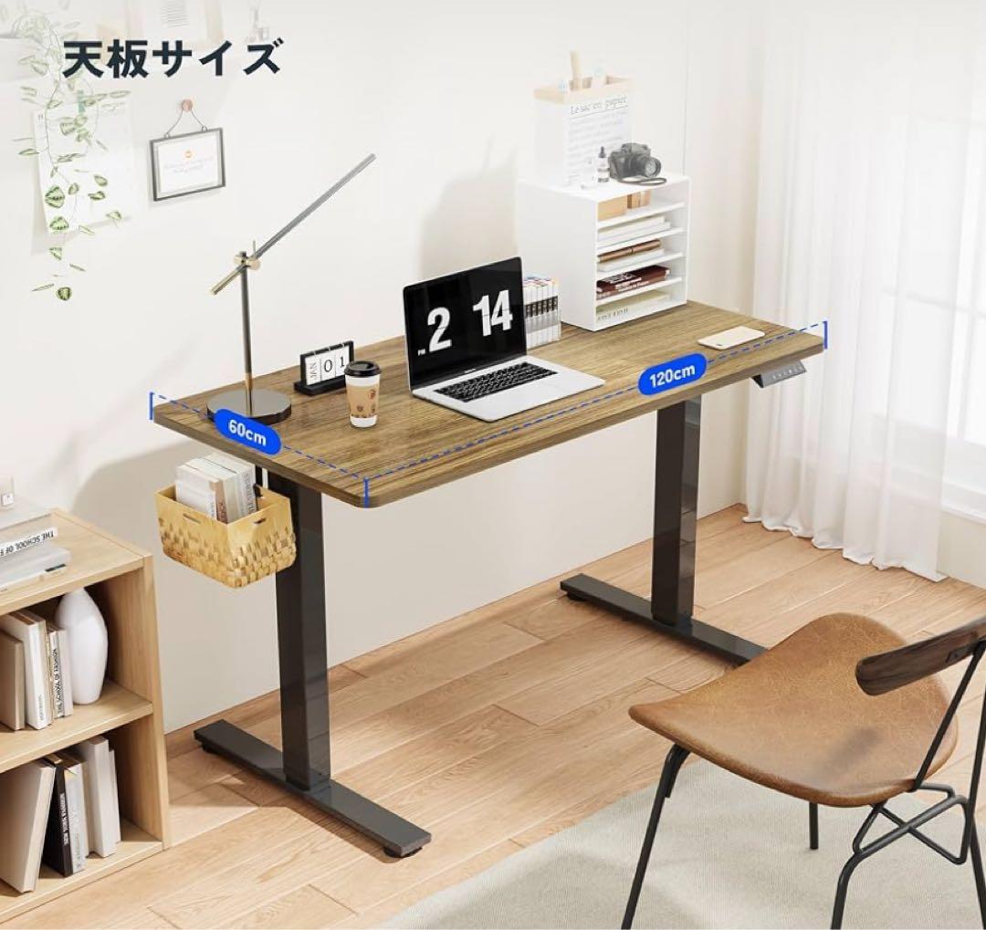 【美品】FLEXISPOT 電動昇降デスク(120×60cm) GrayWood